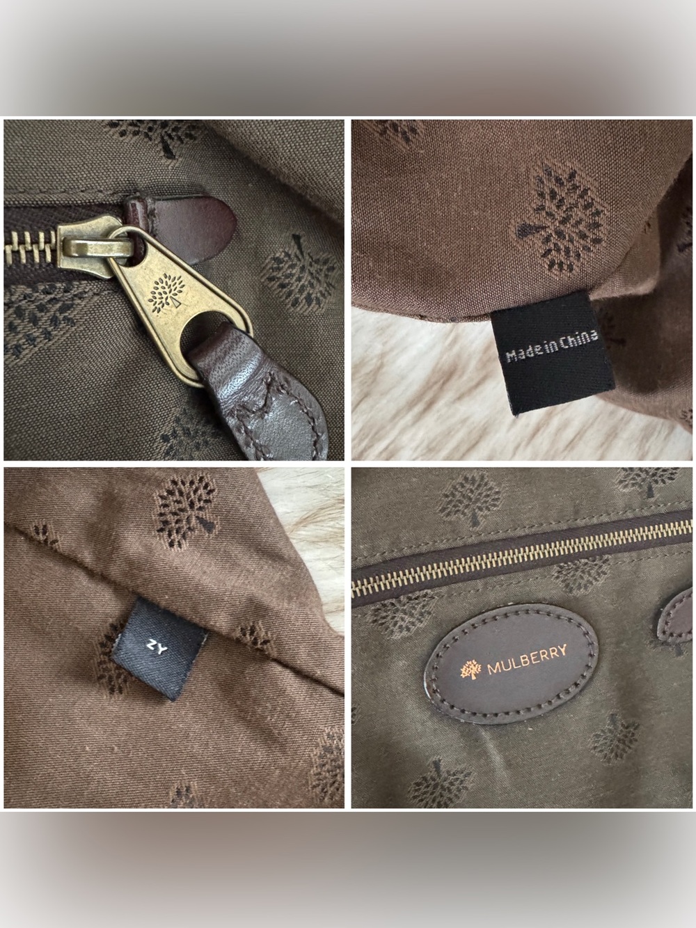 Mulberry Radeliffe Paisley Appliqué Canvas Tote in Tan and Brown - Picture 4 of 12